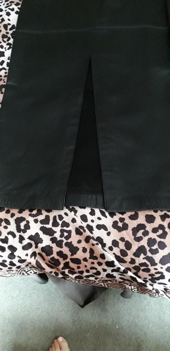Image 3 of Black Leather Midi Skirt