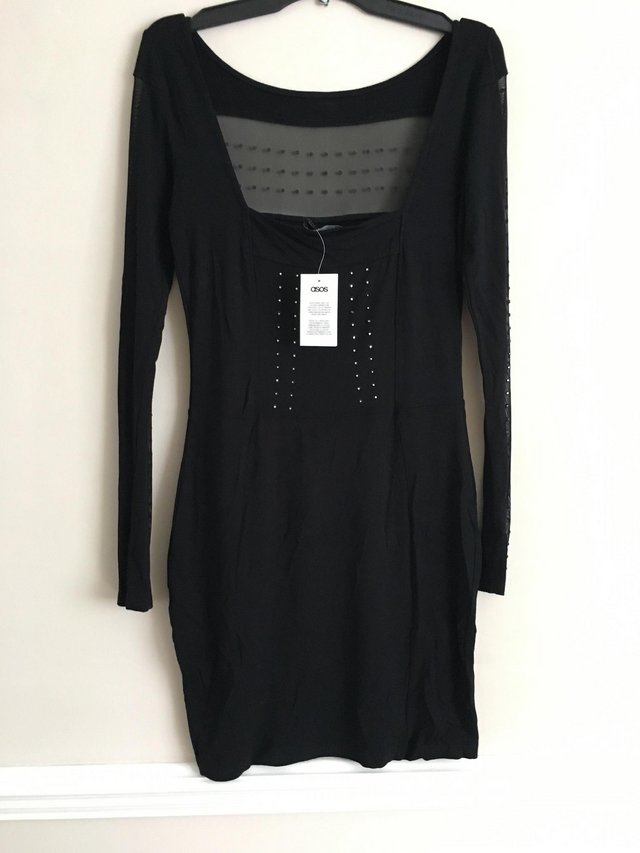Preview of the first image of Brand New ASOS Black Dress Size 12.