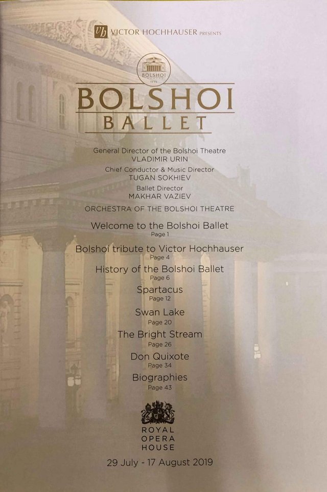 Image 3 of Bolshoi Programme, Bolshoi Ballet, Royal Opera House 2019