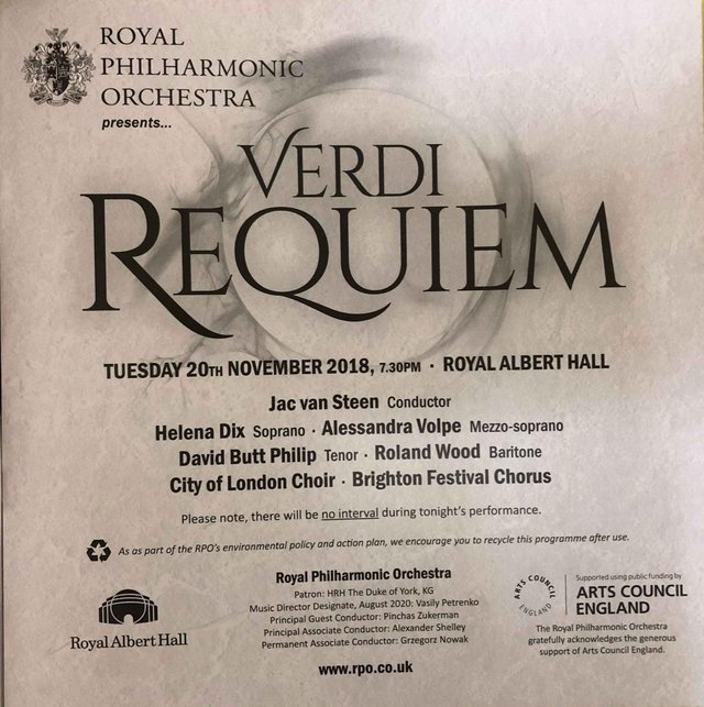 Image 3 of Verdi Requiem Royal Albert Hall 2018