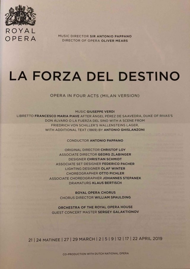 Image 3 of La Forza del Destino Programme ROH 2018/19 Seaso
