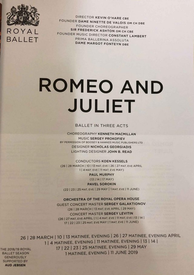 Image 2 of Romeo and Juliet Programme, Royal Ballet, ROH 2018/19