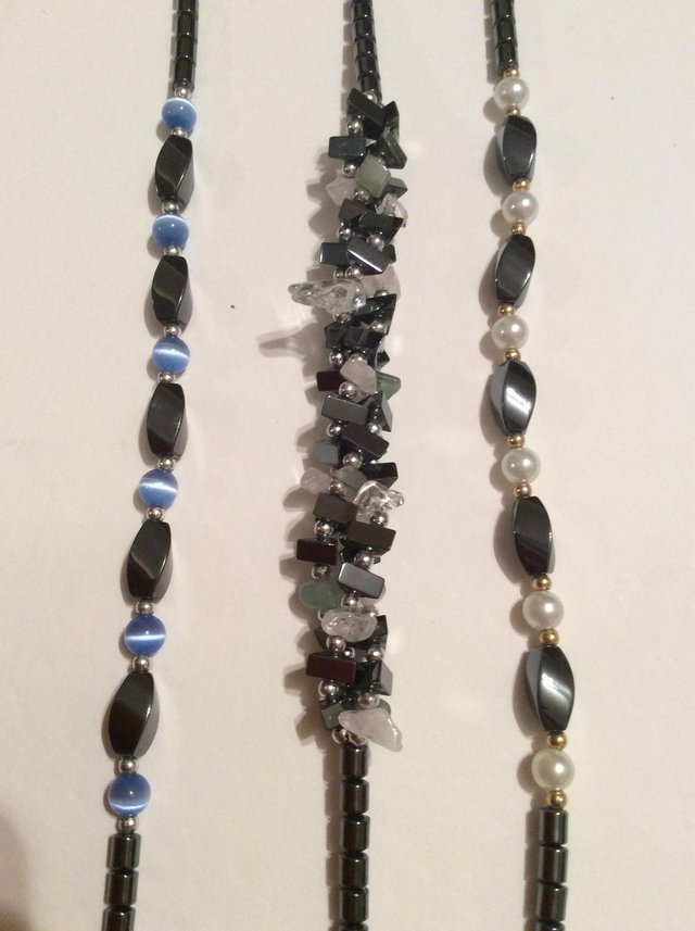 Image 3 of Haematite bead necklaces in grey/multicoloured (3)