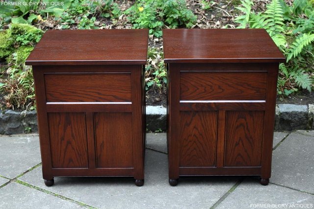Image 20 of A PAIR OF OLD CHARM OAK BEDSIDE CABINETS LAMP TABLES DRAWERS