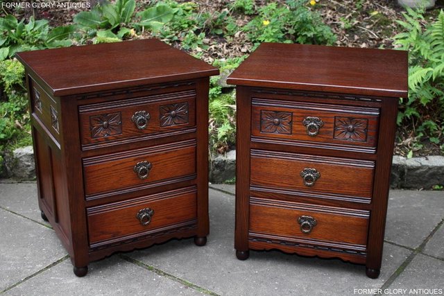 Image 23 of A PAIR OF OLD CHARM OAK BEDSIDE CABINETS LAMP TABLES DRAWERS