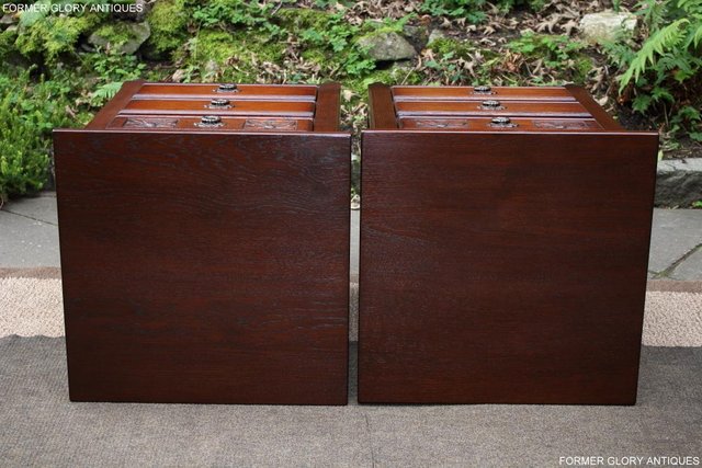 Image 30 of A PAIR OF OLD CHARM OAK BEDSIDE CABINETS LAMP TABLES DRAWERS