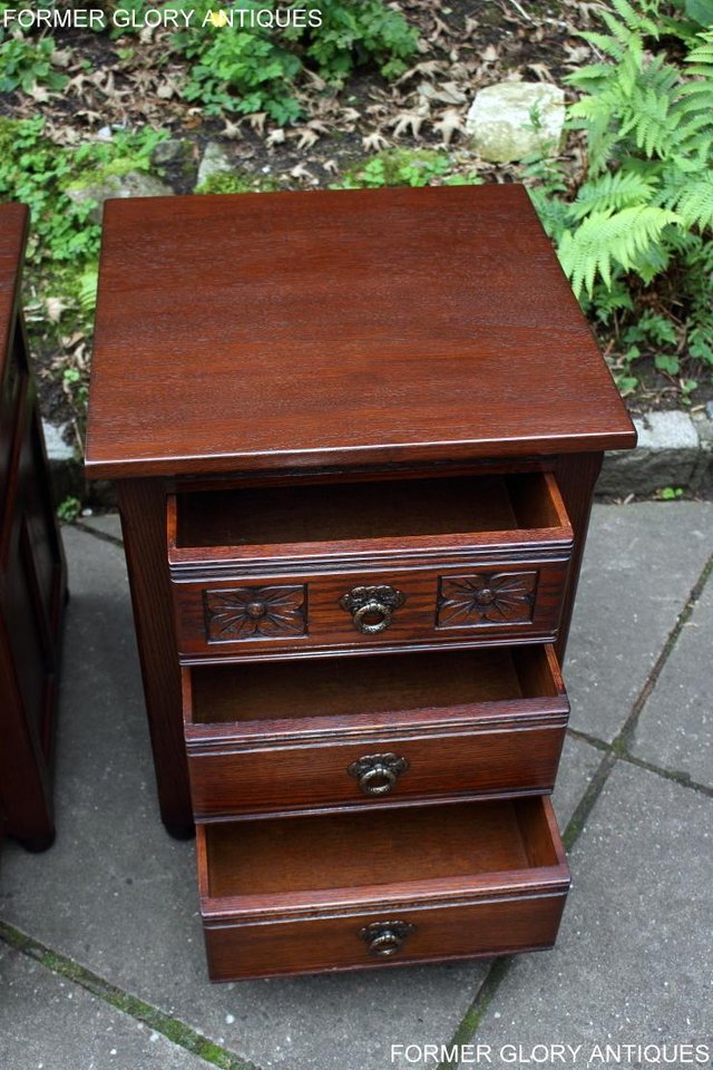 Image 43 of A PAIR OF OLD CHARM OAK BEDSIDE CABINETS LAMP TABLES DRAWERS