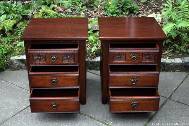 Image 56 of A PAIR OF OLD CHARM OAK BEDSIDE CABINETS LAMP TABLES DRAWERS