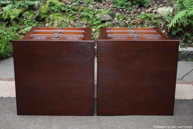 Image 58 of A PAIR OF OLD CHARM OAK BEDSIDE CABINETS LAMP TABLES DRAWERS