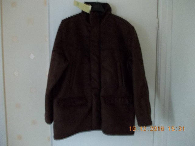 Preview of the first image of Men's Jolliman Brown Suede Effect Jacket - Large (New).