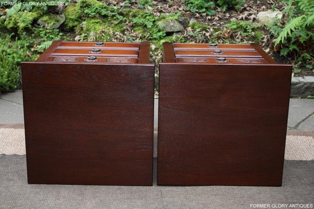 Image 76 of A PAIR OF OLD CHARM OAK BEDSIDE CABINETS LAMP TABLES DRAWERS