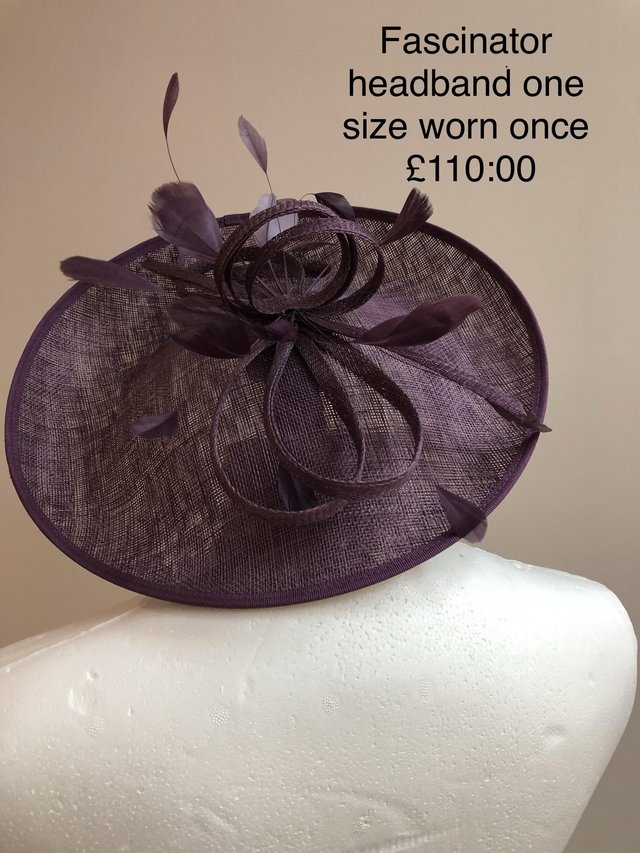Preview of the first image of SOLD Purple feather headband Fascinator.