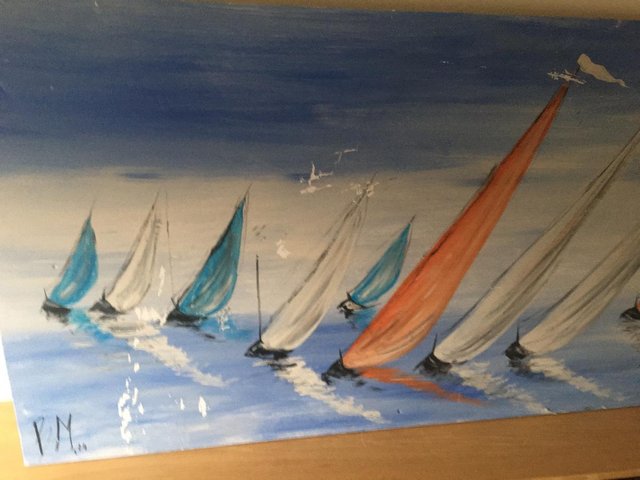 Image 3 of Large Colourful Picture of Sailing Boats