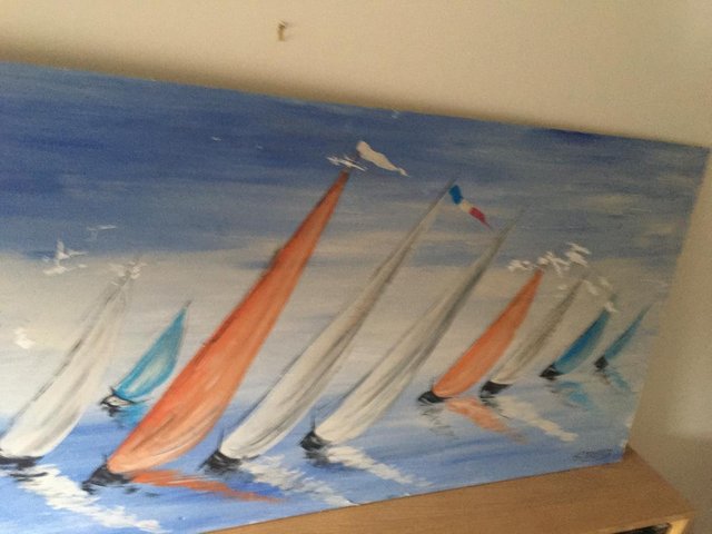 Preview of the first image of Large Colourful Picture of Sailing Boats.