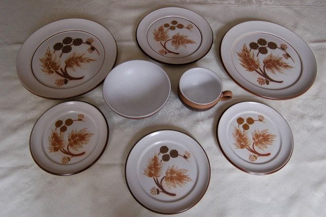 Preview of the first image of Denby'Cotswold' Plates, Bowl, and Cup VGC.