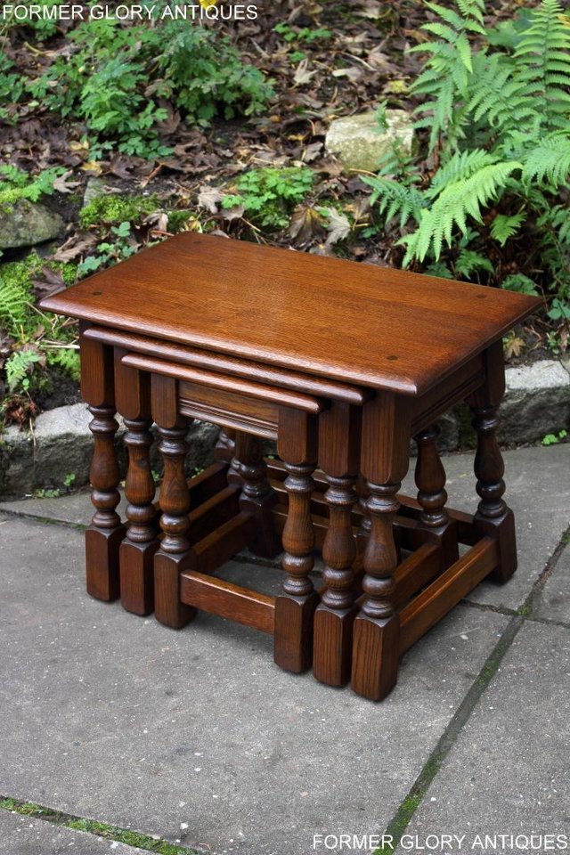 Image 16 of AN OLD CHARM LIGHT OAK NEST OF THREE COFFEE SIDE TABLES