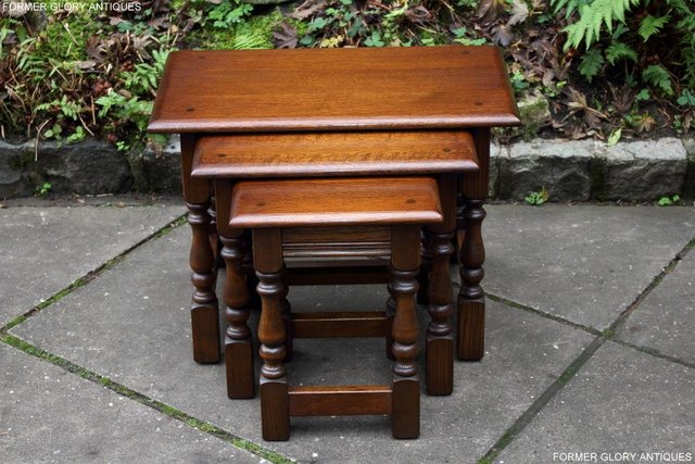 Image 17 of AN OLD CHARM LIGHT OAK NEST OF THREE COFFEE SIDE TABLES