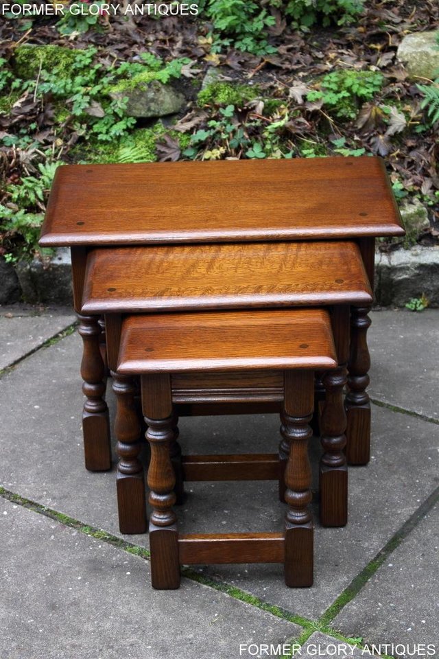 Image 19 of AN OLD CHARM LIGHT OAK NEST OF THREE COFFEE SIDE TABLES