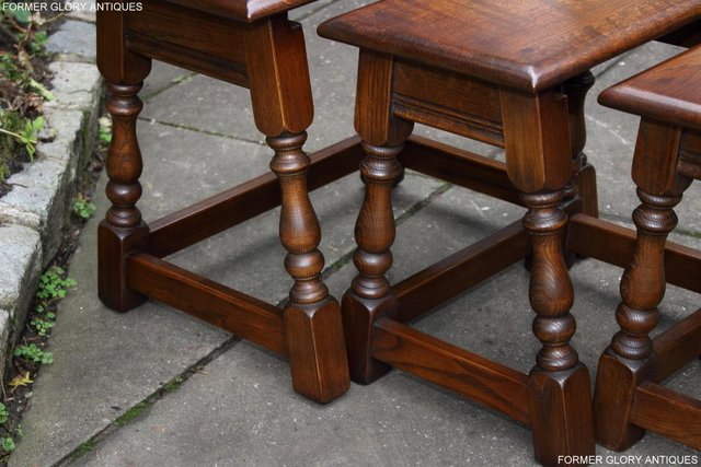 Image 46 of AN OLD CHARM LIGHT OAK NEST OF THREE COFFEE SIDE TABLES
