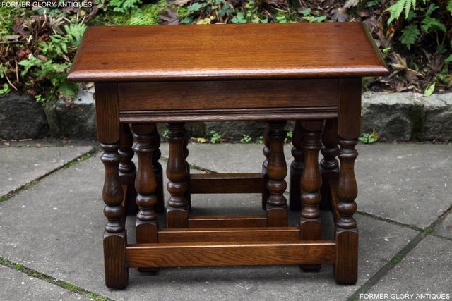 Image 49 of AN OLD CHARM LIGHT OAK NEST OF THREE COFFEE SIDE TABLES