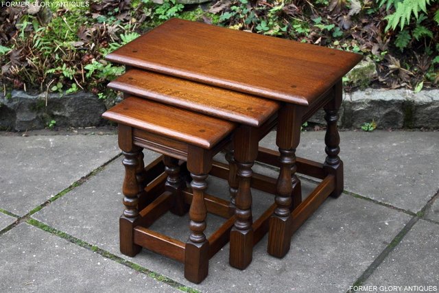 Image 60 of AN OLD CHARM LIGHT OAK NEST OF THREE COFFEE SIDE TABLES