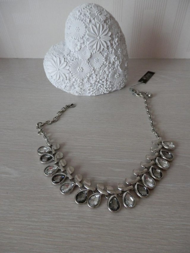 Image 2 of Collar Style Necklace-Lovely Clear/Grey Stones