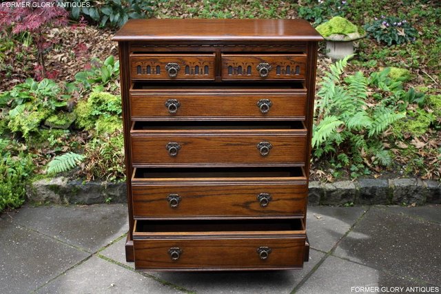 Image 4 of OLD CHARM LIGHT OAK TALL CHEST OF DRAWERS TV STAND SIDEBOARD