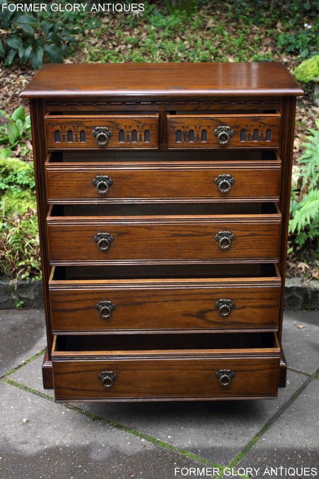 Image 12 of OLD CHARM LIGHT OAK TALL CHEST OF DRAWERS TV STAND SIDEBOARD