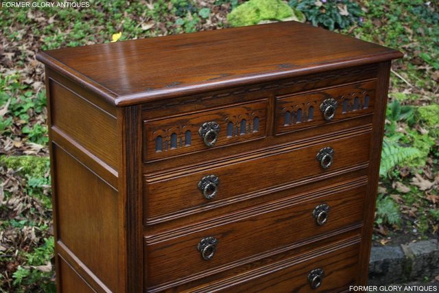 Image 15 of OLD CHARM LIGHT OAK TALL CHEST OF DRAWERS TV STAND SIDEBOARD