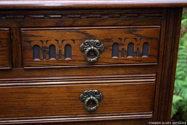 Image 16 of OLD CHARM LIGHT OAK TALL CHEST OF DRAWERS TV STAND SIDEBOARD