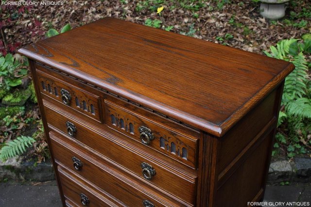 Image 24 of OLD CHARM LIGHT OAK TALL CHEST OF DRAWERS TV STAND SIDEBOARD