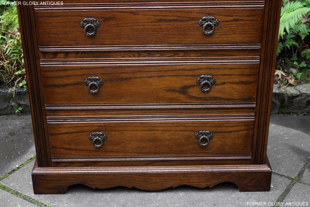 Image 30 of OLD CHARM LIGHT OAK TALL CHEST OF DRAWERS TV STAND SIDEBOARD