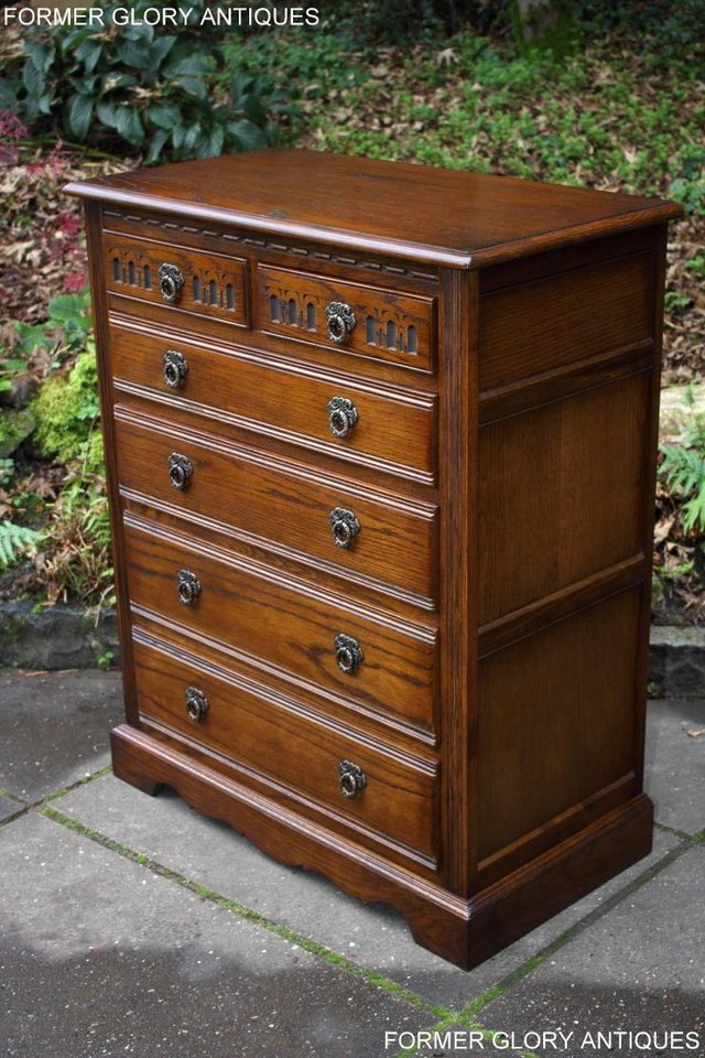 Image 31 of OLD CHARM LIGHT OAK TALL CHEST OF DRAWERS TV STAND SIDEBOARD