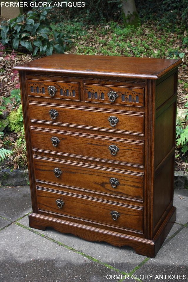 Image 69 of OLD CHARM LIGHT OAK TALL CHEST OF DRAWERS TV STAND SIDEBOARD