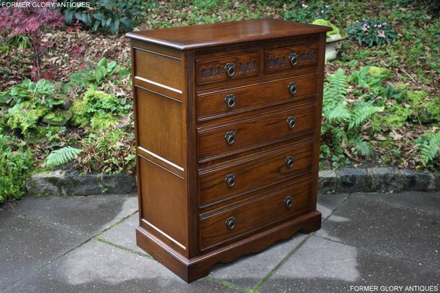Image 75 of OLD CHARM LIGHT OAK TALL CHEST OF DRAWERS TV STAND SIDEBOARD