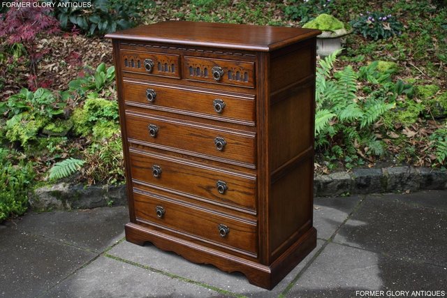 Image 83 of OLD CHARM LIGHT OAK TALL CHEST OF DRAWERS TV STAND SIDEBOARD