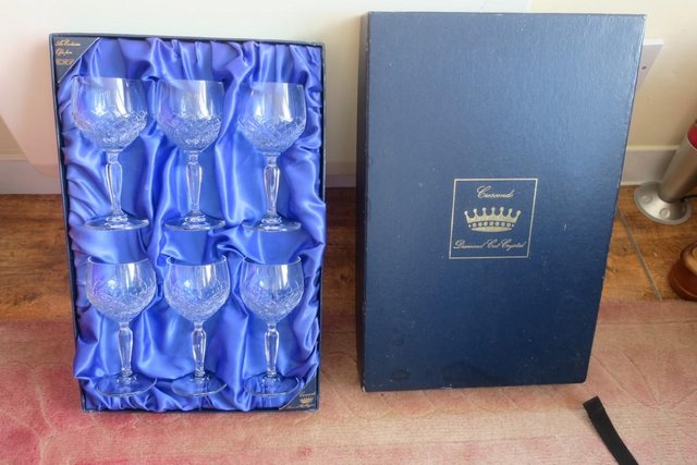 Image 2 of Wine glasses. Boxed set of cut glass..regal looking