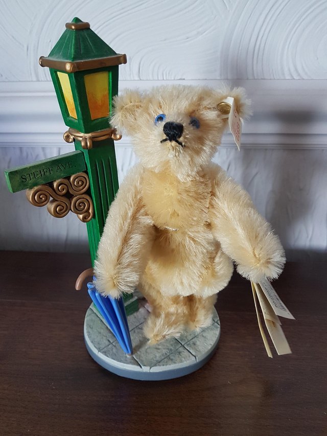 Image 2 of STEIFF BEAR WITH SIGN POST
