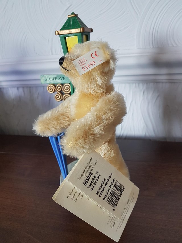Image 3 of STEIFF BEAR WITH SIGN POST