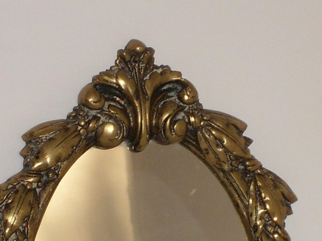 Image 2 of Small Oval Vintage Brass Framed Mirror