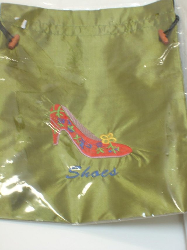 Image 6 of Olive Green Satin Shoe Bag NEW!