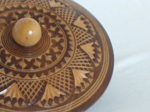 Image 2 of Turned Wood Bowl With Decorative Lid