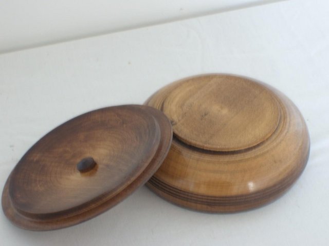 Image 4 of Turned Wood Bowl With Decorative Lid