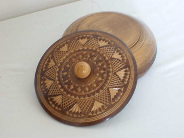 Image 6 of Turned Wood Bowl With Decorative Lid
