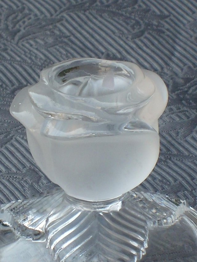 Image 4 of Pair Glass Flower Design Candle Holders