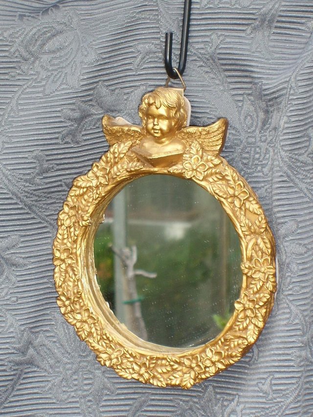 Preview of the first image of SIA COLLECTION Small Gilt Angel Mirror.