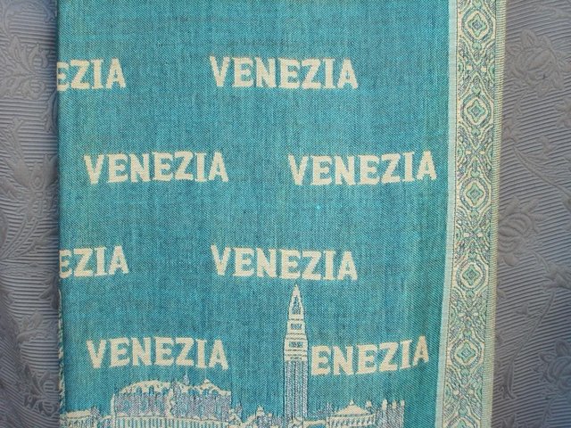 Image 4 of VENEZIA Teal & Cream Scarf – New With Tags