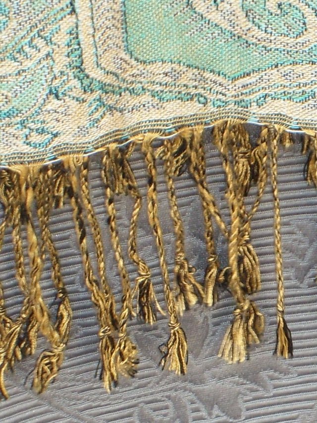 Image 5 of VENEZIA Teal & Cream Scarf – New With Tags