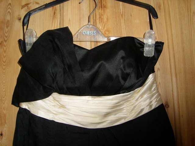 Image 2 of MONSOON Strapless Black Silk Mini Dress–Size 16