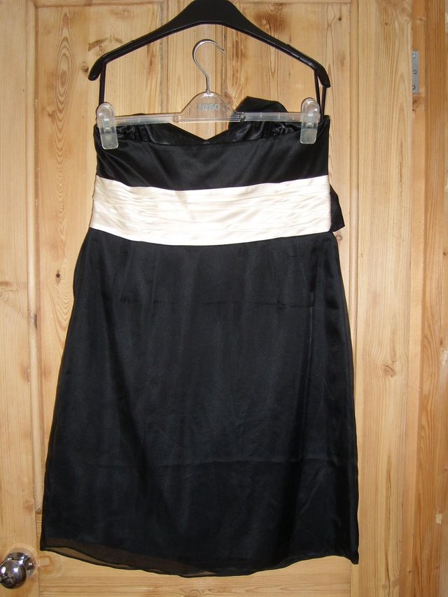 Image 3 of MONSOON Strapless Black Silk Mini Dress–Size 16
